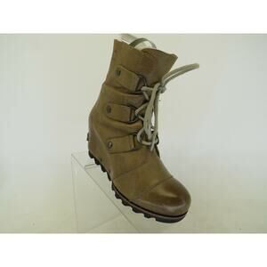 Sorel Womens Brown Leather Laces Hidden Wedge Ankle Boots Bootie Size 6 M